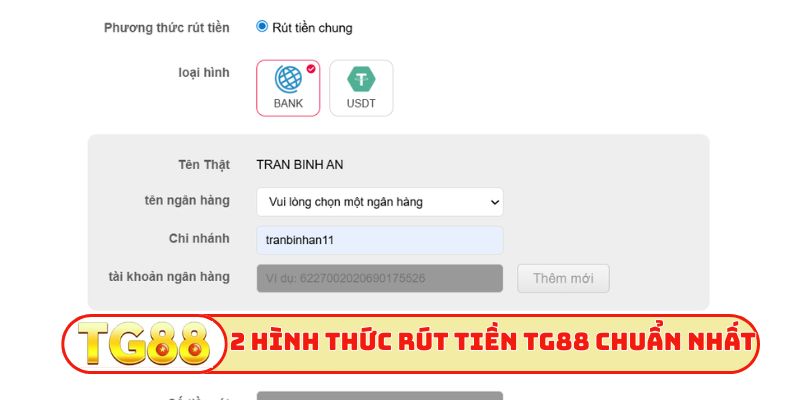 2 hình thức rút tiền TG88 chuẩn chỉnh nhất